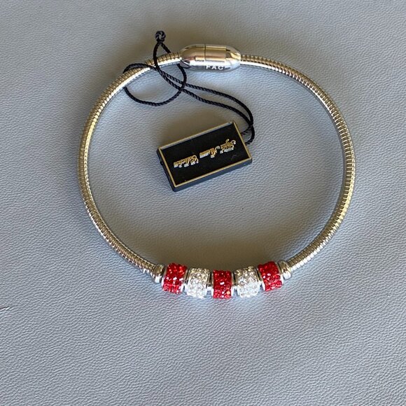 FAC Silver Tone Red & Clear Crystal Bracelet NWT - Picture 2 of 6